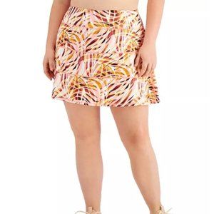 Plus Size Ideology Printed Tiered Skort Swirl Peachberry 3X